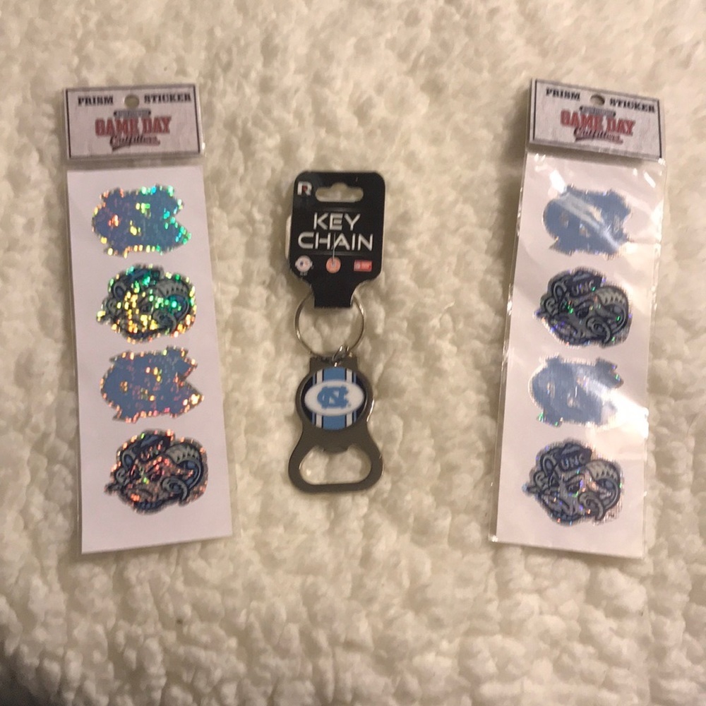 New Two packs of NC sparkle stickers and keychain